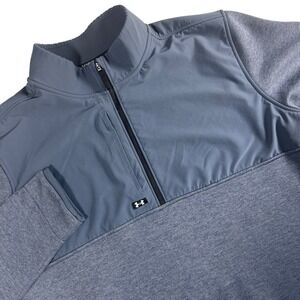 Under Armour Storm Golf Quarter Zip Pullover Men XL Blue Heathered Fleece Jacket